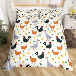 Bedding sets Cute Duck Duvet Cover Cartoon Yellow Set for Kids Boys Girls Comforter Animal Quilt with 2 case H240521 MNFT