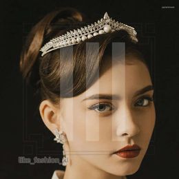 Designer Headpieces Elegant Luxury Bridal Tiara Pearl Crystal Crown Wedding Fashion Hair Accessories 886