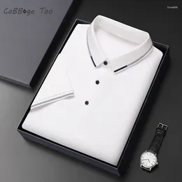 Men's Polos Summer Solid Colour Button Up Collar Breathable Polo Shirt Casual Slim Fit Comfortable T-shirt Short Sleeved Top