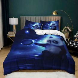 Bedding sets Black and White Duvet Cover Panda Decor Printed Set for Kids Boys Girls Comforter with cases Queen Size H240521 OJ9B