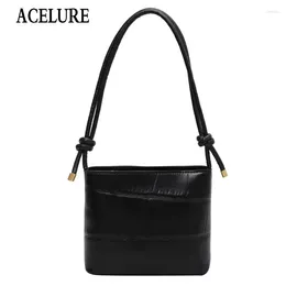 Shoulder Bags ACELURE Female Fashion Shopping Tote Handbags Simple Style Bucket Flap Solid Color Soft PU Leather Crossbody