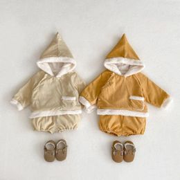 Clothing Sets Baby Set 2024 Autumn Winter Boys And Girls Corduroy Hooded Top Solid Color Pants Casual Sweet Warm Cute