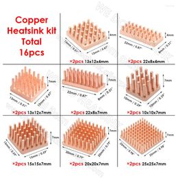 Computer Coolings 16pcs Copper Heatsink DIY Kit Radiator Cooler 10x10mm 15x15mm 20x20mm 25x25mm / 7mm With Pre Thermal Adhesive Pad