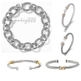 DY bracelet designer cable bracelets fashion Jewellery for women men gold silver Pearl head cross bangle Bracelet open cuff dy Jewellery man party christmas gift