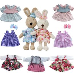 Plush Dolls Doll Clothes Fits 30cm/45cm/60cm Le Sucre Rabbit Plush Doll and BJD Dolls Girl Toy Floral Dress Couple Suit Doll Accessories H240521