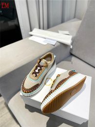 Luxury designer Womens Nama Stitch Platform Sneakers in Biscotti Beige Sneaker With Box Best Quality
