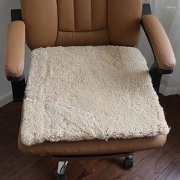 Pillow Ivory Color Curly Sheep Fur Chair Pad Square Sheepskin Winter Seat Recliner Mat Warm Hair Wool