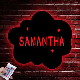 Wall Lamp Personalised Cloud LED Custom Kids Children Name Colourful Neon Sign For Home Room Wooden Art Decor 16 Colours