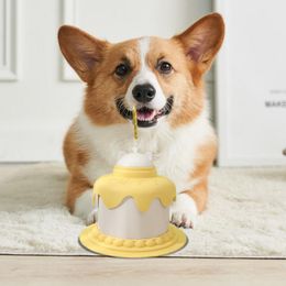 Bite-resistant Pet Bowl Pet Snack Bowl Birthday Cake Shape Pet Slow Feeder Bowl with Lid Non-slip Food Grade Dish Plate for Cats
