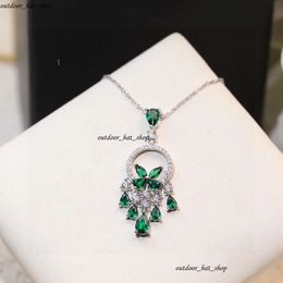 Designer Necklace European And American Retro Full Diamond Emerald Ins Niche Minimalist Temperament Butterfly Tassel Pendant Copper Plated Necklace 628