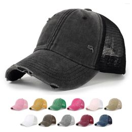Ball Caps Washed Cotton Mesh Breathable Baseball Cap Made Old Ripped Light Board Men And Women Tide Spring Summer Vintage Hat