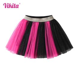 Skirts VIKITA Girls Princess Fashion Mini Skirts Kids Birthday Party Performance Mesh Tulle Casual Skirt Children Clothing 3-10 Yrs Y240522