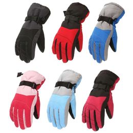 Kids Children Winter Thicken Warm Mountain Snowboard Ski Gloves Windproof Waterproof Full Finger Mittens for Outdoor 6-14 Years L2405