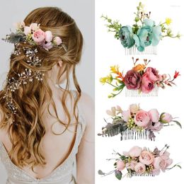 Hair Clips Elegant Headwear Wedding Jewelry Bridal Crystal Ornaments Accessories Flower Leaf Comb