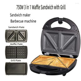 Bread Makers 3 In 1 Sandwich Press Waffle And Steak Machine 750W Toaster With Detachable Non-Stick Plates US Plug