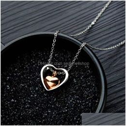 Lockets Stainless Steel Openable Per Storage Bottle Double Love Heart Pendants Urn Memorial Necklace Lover Jewellery Couple Keepsake Bir Dhild