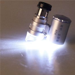 Mini 60X Microscope LED Jewellery Loupe UV Currency Detector Portable Magnifier Magnifying Glass Eye Lens with LED Light