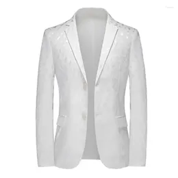 Men's Suits Fashion Casual Embossed Suit Coat Slim Fit Youth Large White Small Top