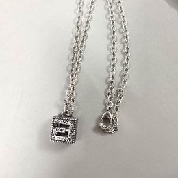S925 Silver vintage Necklace Interlock double G Male and female Couple Pendant G Family Gift Rectangular logo collarbone chain Sweater chain