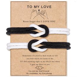 Strand 2PCS Couples Bracelet White Black Rope Knots Adjustable For Women Men Lovers Lucky Fashion Jewelry Gift Wholesale