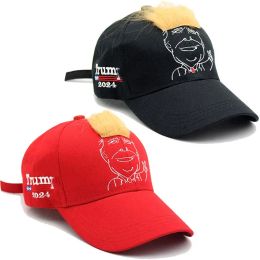 Trump 2024 Embroidery Hat With Hair Baseball Cap Trump Supporter Rally Parade Cotton Hats