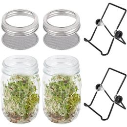 Storage Bottles Seed Sprouting Jar Kit Mason Jars With Stainless Steel Stand Sprouter Germination Cover