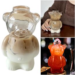 Wine Glasses Heat Resistant Milk Jug Cartoon Bear Shaped Coffee Mug Novelty Juice Glass Drinkware For Girlfriends Female Birthday Gift