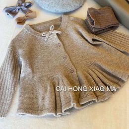 Girl and Fashionable New Knitted Cardigan Single breasted Sweater Girl's Autumn Winter Outwear Trendy Style L2405