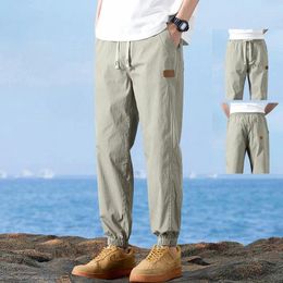 Men's Pants Summer Men Elastic Waist Harajuku Khaki Green Breathable Jogger Korean Slim Sweatpants Casual Male Running Trousers