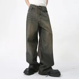 Men's Jeans Men Ripped Baggy Loose Straight Pants Vintage Hip-Hop Y2K Harajuku Mens Fashion Casual Streetwear Denim Wide-leg Trouser