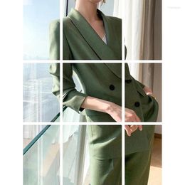 Work Dresses 2024 Wool Suit Set Women's Slim Wide Leg Pants Temperament Professional Two Piece