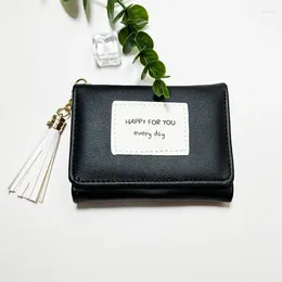 Wallets Women Wallet Short Solid Color Letter Female Pu Leather Hasp Three Fold Coin Purses Ladies Fashion Money Clip