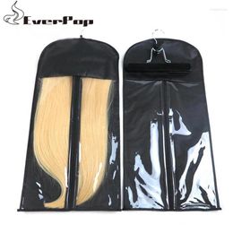 Storage Bags 5pcs Hair Extension Carrier Srorage Non-woven Suit Case Bag Package With Wooden Hanger For Weft Extensions