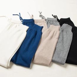Women's Pants Women 2024 Autumn And Winter Pure Wool Soft Warm High-Waist Knit Trousers Female Casual Solid Colour Pencil