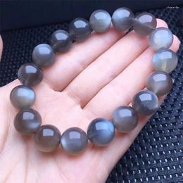 Link Bracelets 12MM Natural Moon Stone Bracelet Women Men Charm Blue Flash Beads Luxury Energy Elastic Wrist Yoga Jewellery 9/10/11MM