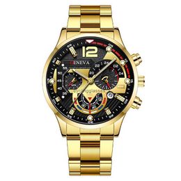 Mens Watch Calendar Six Needle Steel Band Quartz Sports Glow Edition