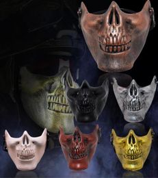 Skeleton Mask Half Face Actual Combat Warrior Face Masks Halloween Party scary mask 90512740097