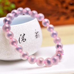 Link Bracelets 8MM Natural Pink Sweet Agate Bracelet String Charms Strand Exquisite Jewelry Gift Healing Crystal Energy 1pcs
