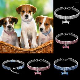 Dog Apparel 3 Row Colourful Rhinestone Elastic Pet Necklace Chain Cat Crystal Collar Supplies Small Ornament Hanging Tag