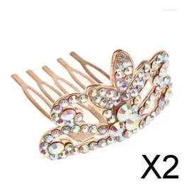 Headpieces 2X Girls Princess Tiara Crown With Comb For Costume Accessory Rose