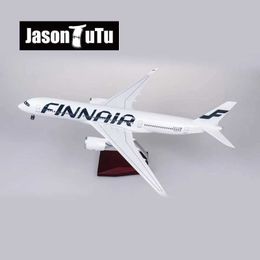 Aircraft Modle JASON TUTU 47cm Finnair Airbus A350 Aeroplane Model Aircraft 1/160 Scale Diecast Resin Light and Wheel Plane Gift Collecti Y240522