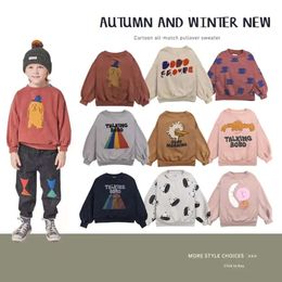 W Stock Children's BC Sweater Autumn Winter Classic Boys and Girls 'Kolorowy wzór kreskówki Pluszowe ciepłe ubrania z kapturem L2405 L2405