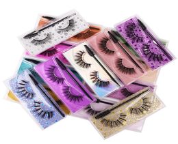 2021 Arrival 3D 100 Real Mink False Eyelashes Cross Messy Soft Eye Lashes 1 Pair Brush Kit Makeup7539351