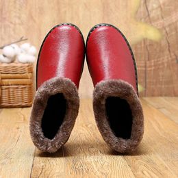 Casual Shoes Winter Warm For Woman Red Short Boot With Fur Womens Leather Ankle Boots Waterproof Snow Ladies