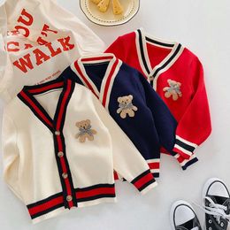 Autumn Winter Kid Coats 4-10Yrs Preppy Style Clothing Warm Boys Child Outwear Knitted Cardigan Sweater For Girl clothes L2405