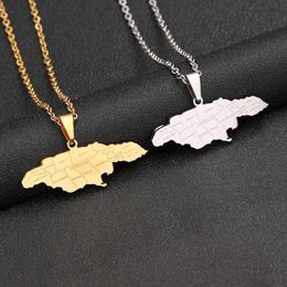 Pendant Necklaces Jamaica map with city pendant necklace mens stainless steel gold silver charm fashion Jamaican Nuo jewelry gift d240522