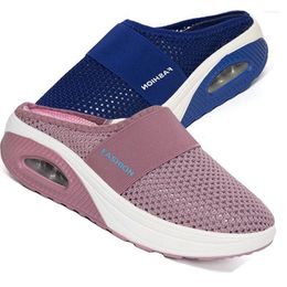 Slippers Air Cushion Women Walking Shoes Orthopaedic Diabetic Ladies Platform Mules Mesh Lightweight Wedge Female Sneaker Upgrade