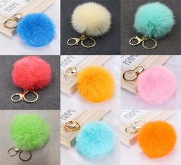 Party Favour Hairy Fur Ball Keychains Car Key Holder Pom Keybuckle Lanyard Fashion Wallet Plush Keyring Pompoms Cute Charms Accesso1460441