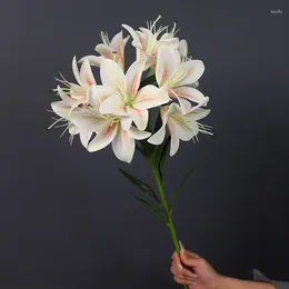 Decorative Flowers 1 Bundle Simulated 10 Heads Long Branches Lily Wedding Home Entrance Decoration Pography Props Silk Flower Bouquet