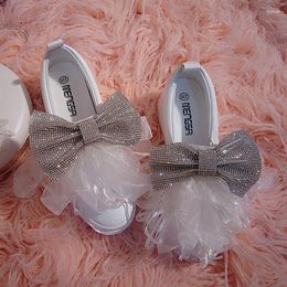 Casual Shoes Girls Sneakers Platform 3cm Thick Heels Rhinestone Bow Schoolgirl Chinese Hand Made White Lace Strap Beautiful Lady Shhoes